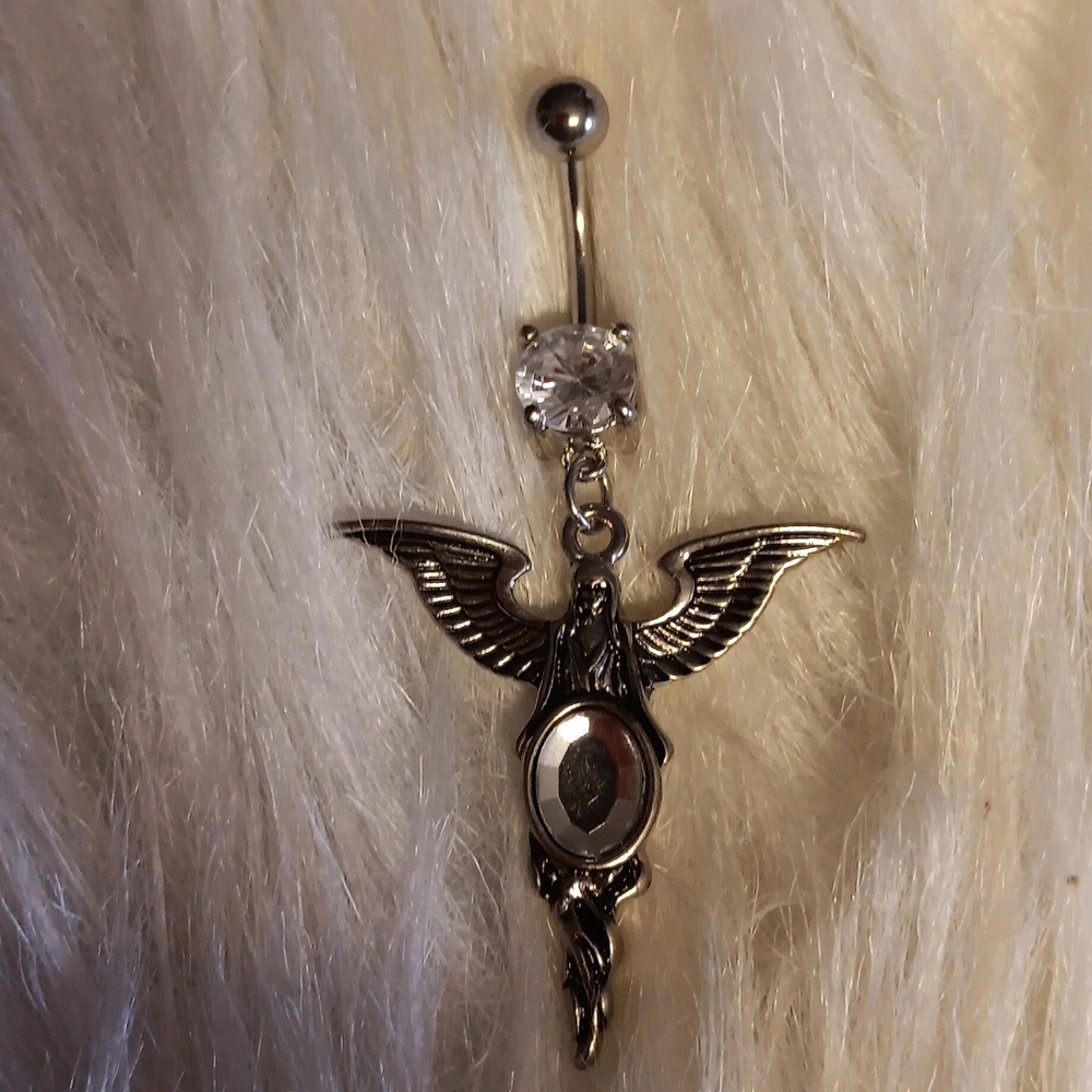 Clear Rhinestone Angle Belly Ring - image 1